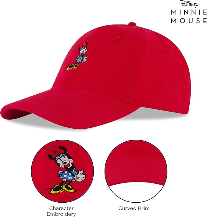 Disney Women's Baseball Cap, Minnie Mouse Adjustable Hat for Adult