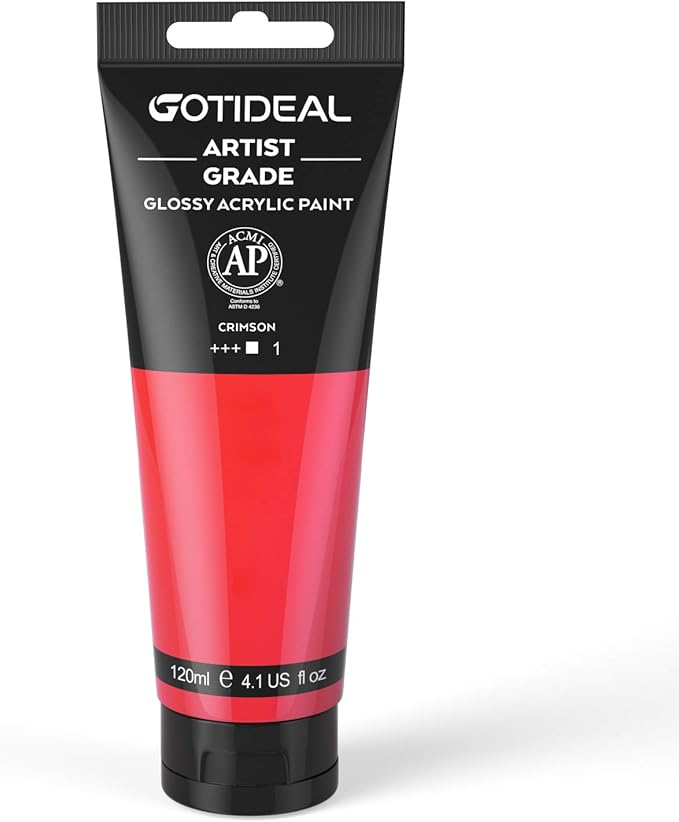 GOTIDEAL Acrylic Paint Crimson Tubes Non Toxic Non Fading, Rich Pigments by GOTIDEAL