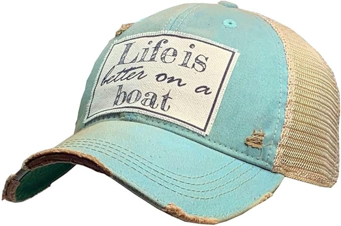 VINTAGE LIFE Life is Better on a Boat Cap, Teal