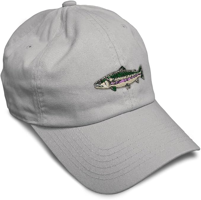 Custom Soft Baseball Hat Embroidered Dad Hat Fish Rainbow Trout Men & Ladies Baseball Cap Cotton