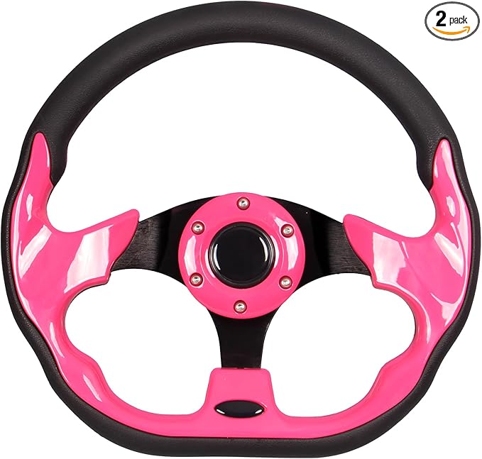 Pink Golf Cart Steering Wheel Universal Fit Yamaha EZGO RXV & TXT, Club Car DS, Club Car Precedent Tempo with Ergonomic Design