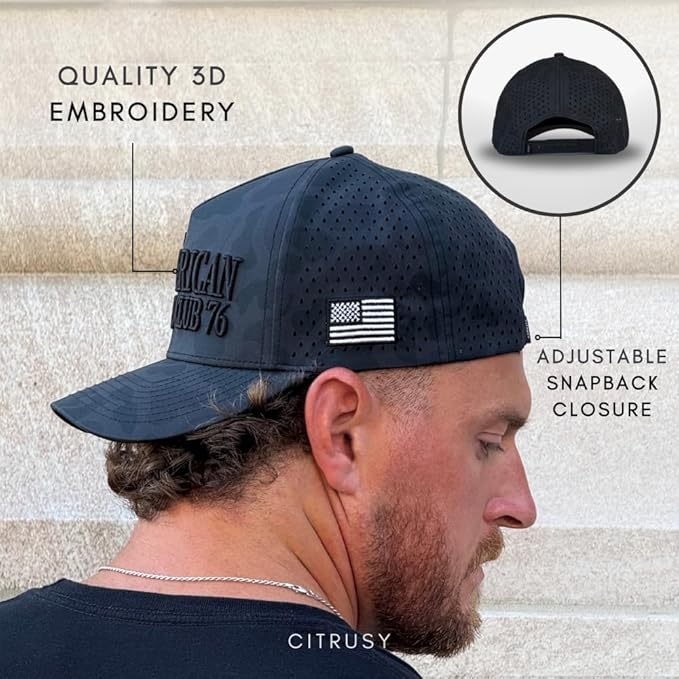 CITRUSY Athletic Trucker Golf Hat | Performance Mens 5 Panel Cap | Cool Breathable Waterproof Workout Running Snapback