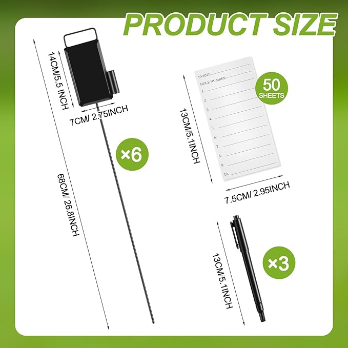 Shappy 4 or 6 Pack Golf Metal Proximity Marker Closest to The Pin Ctp Marker with Black Pens 1 Pcs (50 Sheets) Cards for Golf Marking for Long Drive Putting Competition
