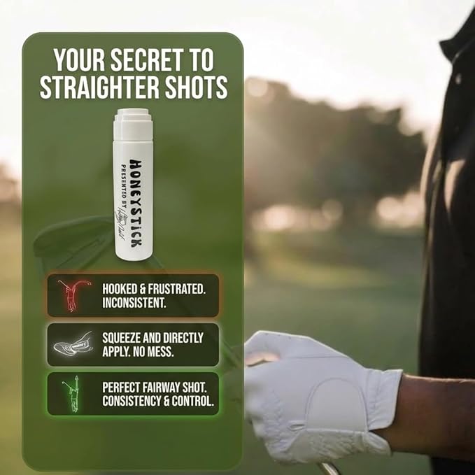 HoneyStick Anti Slice Gel for Golf Clubs - Anti-Hook Spin Reducer for Driver, Woods, Hybrids, Irons - Golf Accessories for Men - Golfers Must Haves & Essentials