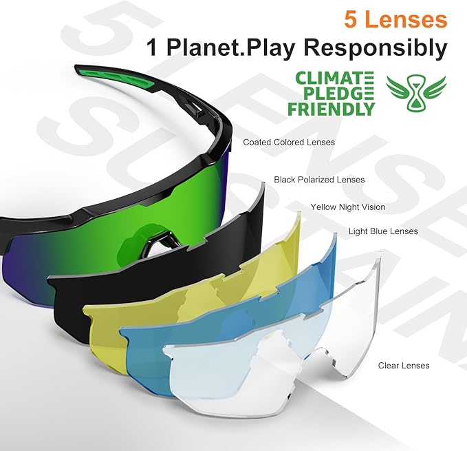 HAAYOT Polarized Sports Sunglasses for Men Women Youth Baseball Cycling Running Softball Biking Glasses 5 Lenses