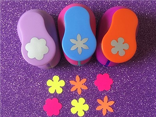 Fascola 3PCS Different Beautiful Flowers Shape 1 inch Craft Punch Set Scrapbook by zorpia