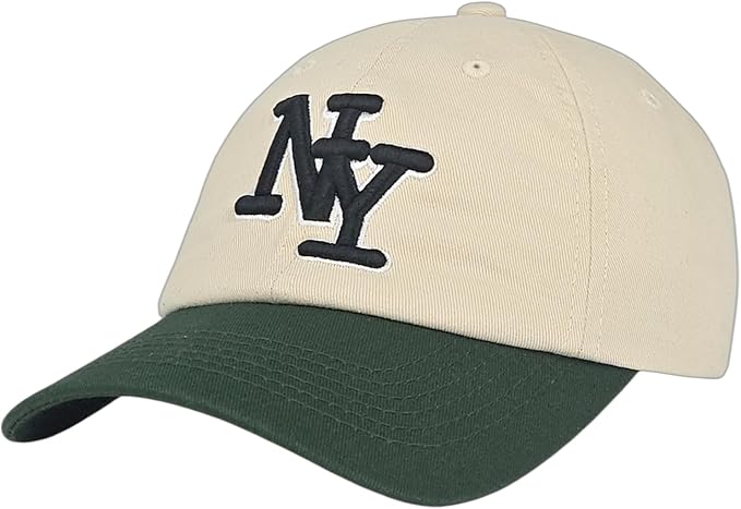NY 3D Embroidered Cotton Dad Hat – New York Baseball Cap, Adjustable Metal Buckle Strap, Unstructured Low-Profile Style