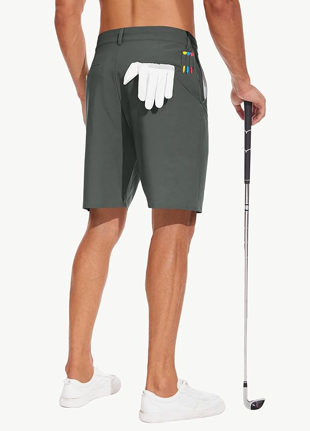 JWM Mens 7"/9" Stretch Golf Shorts - Lightweight Hybrid Casual Dress Work Flat Front Shorts with 5 Pockets Quick Dry UPF50