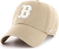 47 Brand MLB Khaki White Primary Logo Clean Up Adjustable Strap Baseball Dad Hat Cap, Adult One Size Fits All