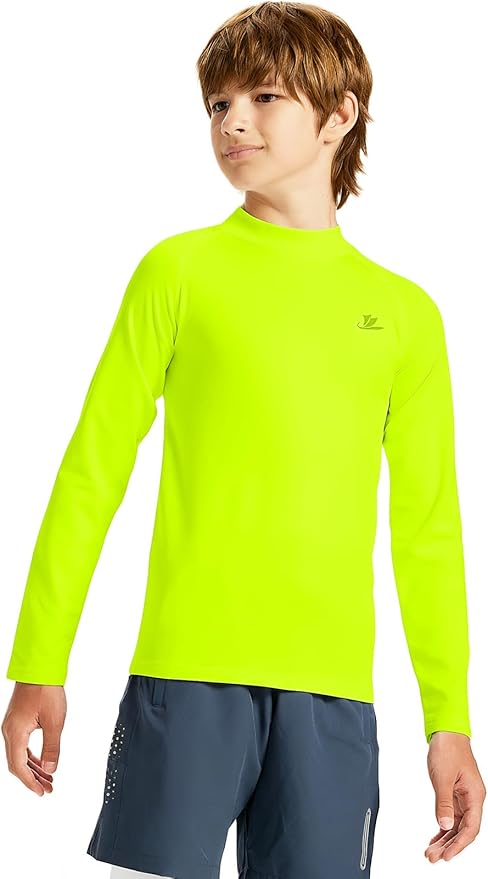 DEVOROPA Youth Boys Compression Thermal Shirt Long Sleeve Kids Fleece Baselayer Soccer Baseball Undershirt Slim/Regular/Husky
