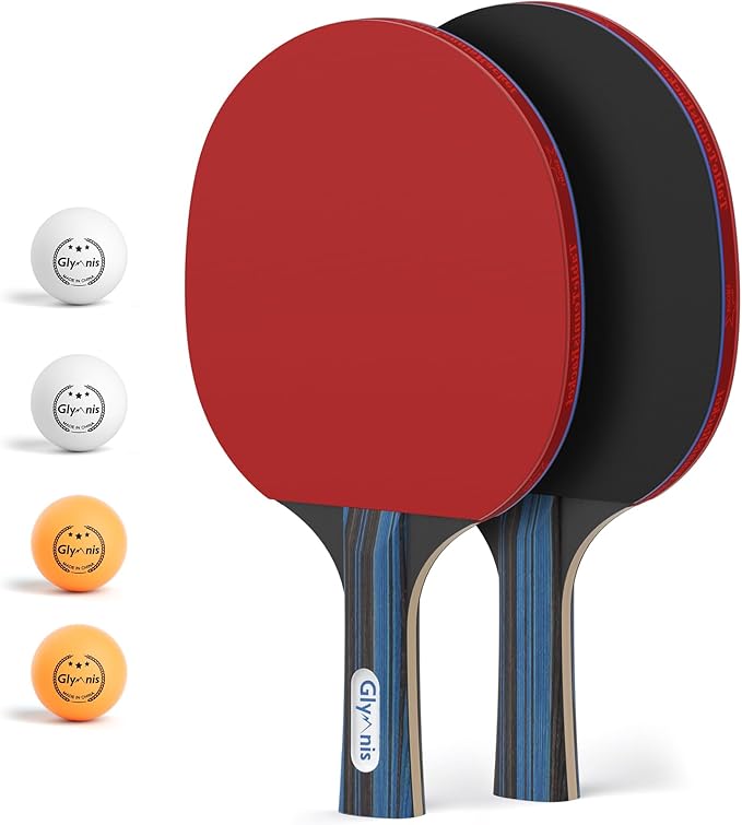 Glymnis Ping Pong Paddles Set Table Tennis Rackets by Glymnis