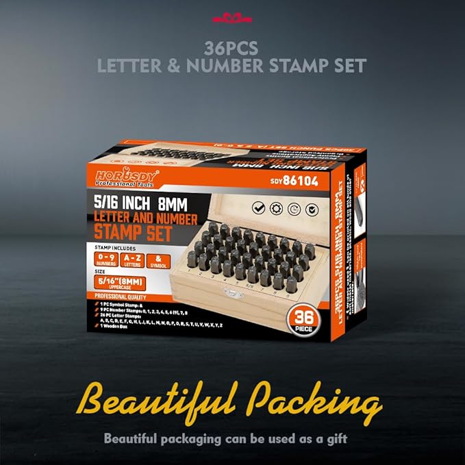 HORUSDY 36-Piece Number and Letter Stamp Set 5/16 Punch Perfect - Image 2