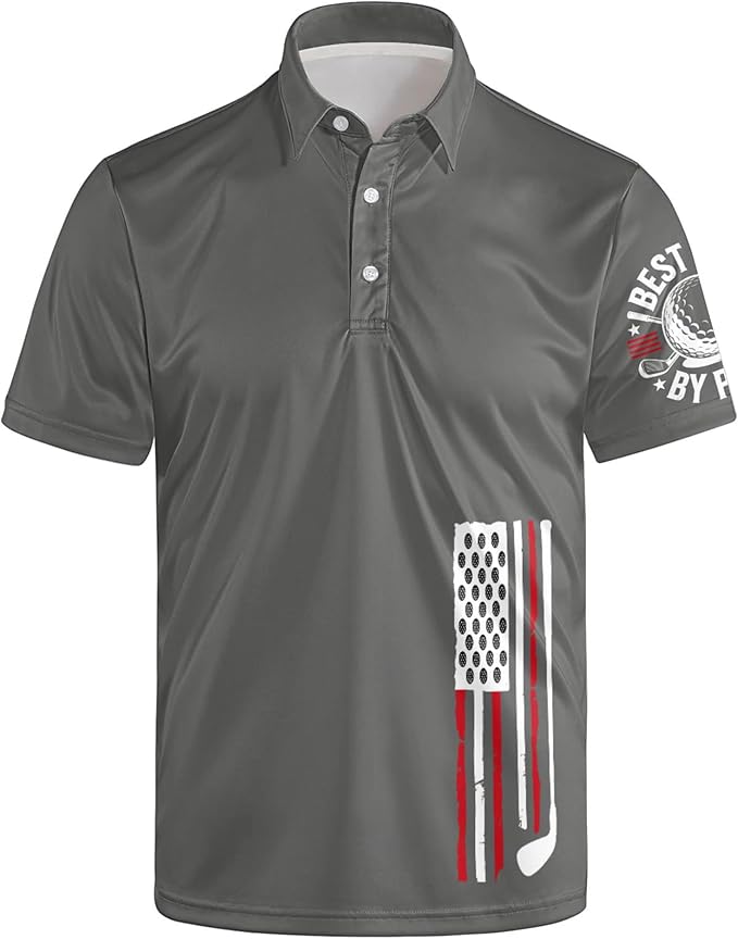 Golf Polo Shirts for Men Funny Print Short Sleeve Golf Shirts Performance Golf Polos