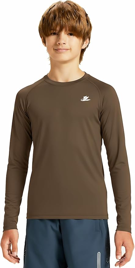 DEVOROPA Youth Boys Compression Thermal Shirt Long Sleeve Kids Fleece Baselayer Soccer Baseball Undershirt Slim/Regular/Husky