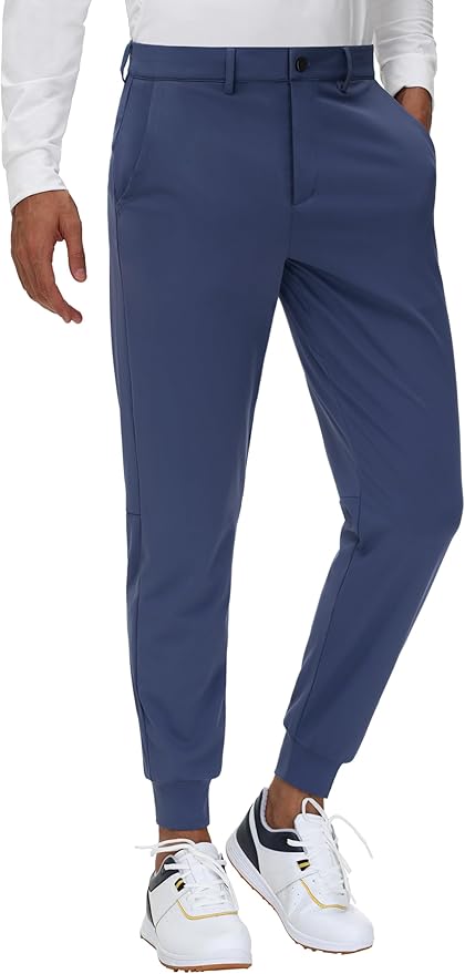 JWM Men's Stretch Golf Joggers Pants with Belt Loops - 29" 34" Slim Fit Tapered Casual Business Travel Dress Work Sweatpants
