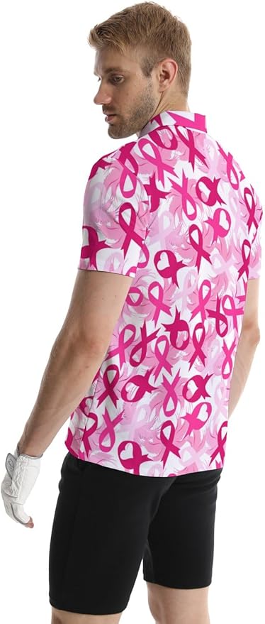 HUURAY Funny Golf Polos for Men Funny Print Short Sleeve Shirts Quick Dry Polo Shirts Hawaiian Shirt Performance Golf Outfits