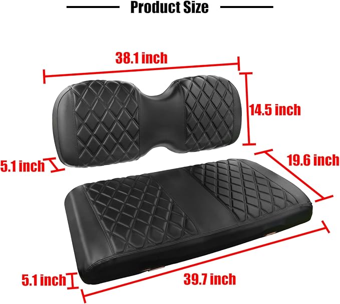 NOKINS Golf Cart Diamond Front Seat Cover,Compatible with Golf Cart i40 i40L Model and Advanced EV, EV1 4, EV1 4L Model Seat Kit, No Staples Required, Vinyl Replace Onward Seat Cover