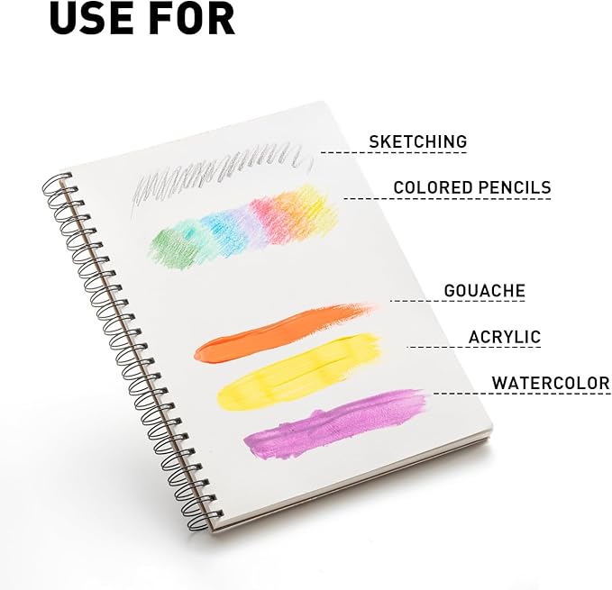 HIMI Mix Media Paper Pad 9X12'' 40 Sheets Mix Paper Pad, Side Wire Bound - Image 6