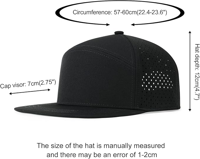FEINION Men Flat Brim Adjustable Performance Hat Snapback Laser Perforated Baseball Cap