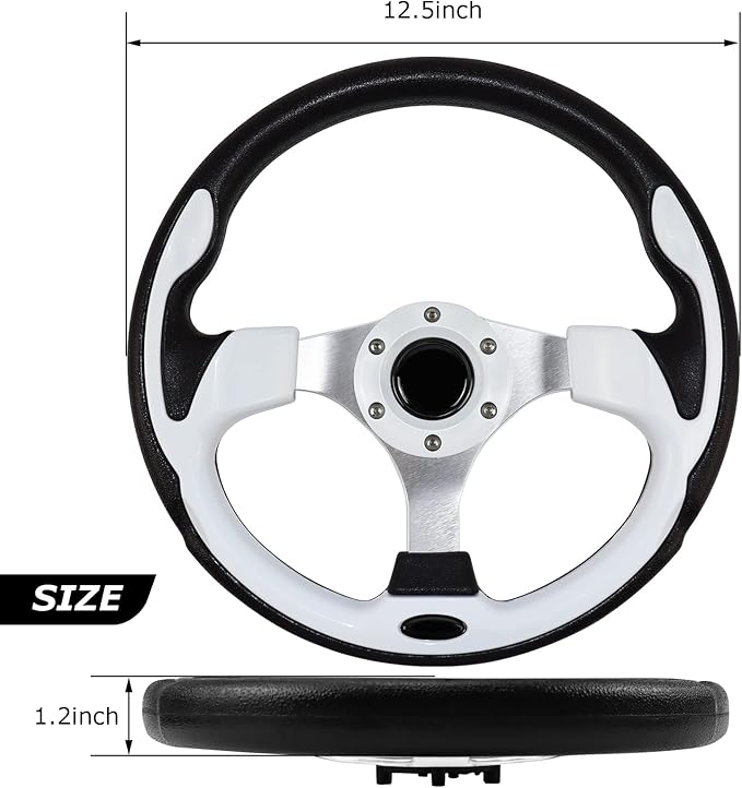 Golf Cart Steering Wheel, Skid Steering Wheel, Universal Golf Cart for Club Car EZGO RXV and for TXT, for Yamaha, for Precedent Tempo, for DS
