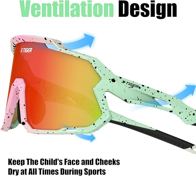 X-TIGER Kids Sunglasses Polarized Youth Baseball Sunglasses for 8-14 boys girls UV400 Sports Softball Cycling Glasses