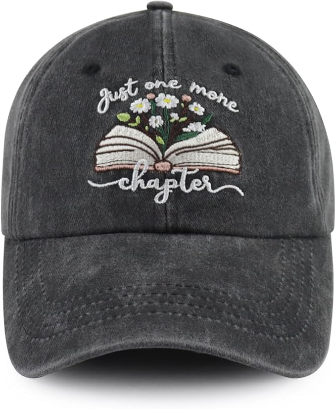 Just One More Chapter Hat for Men Women, Funny Adjustable Cotton Embroidered Bookish Baseball Cap