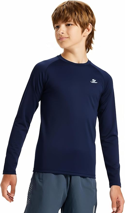 DEVOROPA Youth Boys Compression Thermal Shirt Long Sleeve Kids Fleece Baselayer Soccer Baseball Undershirt Slim/Regular/Husky