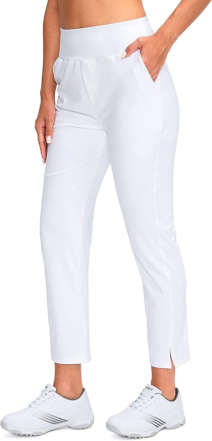 YYV Women's Golf Pants Stretch Work Ankle Pants High Waist Dress Pants with Pockets for Yoga Business Travel Casual