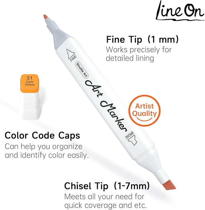 172 Colors Alcohol Based Dual Tip Art Markers, 171+1 Blender Permanent Marker - Image 3