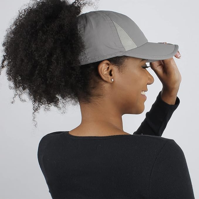 Ponyflo Women’s Ponytail Baseball Cap, Patented Active Feather-Light Hat with Open Back