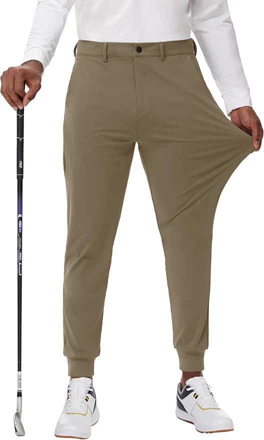 JWM Men's Stretch Golf Joggers Pants with Belt Loops - 29" 34" Slim Fit Tapered Casual Business Travel Dress Work Sweatpants