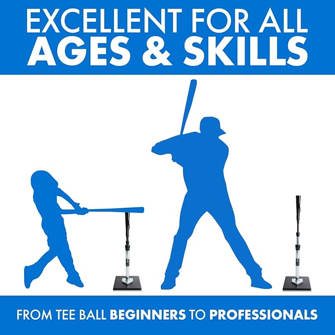 Tanner Tee The Original Batting Tee – Adjustable Pro Hitting Tee for Baseball & Softball, Steel Shaft, Composite Base, Hand-Rolled Rubber Top, 26"-43" Height