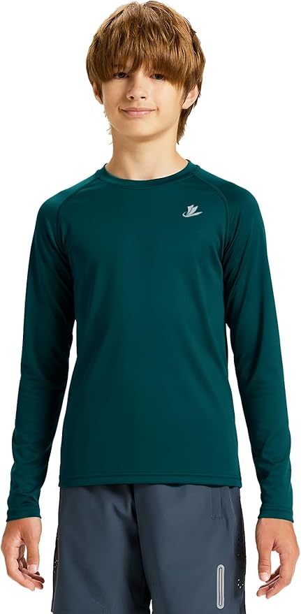 DEVOROPA Youth Boys Compression Thermal Shirt Long Sleeve Kids Fleece Baselayer Soccer Baseball Undershirt Slim/Regular/Husky
