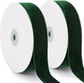 Dark Green Velvet Ribbon, 1 Inch x 20 Yards Single Faced Green Ribbon by TennWell