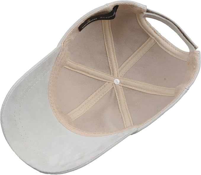 Suede Leather Baseball Cap – Unstructured 6 Panel Adjustable Strapback Hat for Men & Women