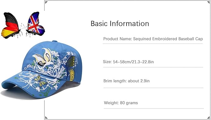 Trucker Hats California H Womens Hat Trendy Creativity Flowers Butterfly Sequins Embroidered Baseball Cap