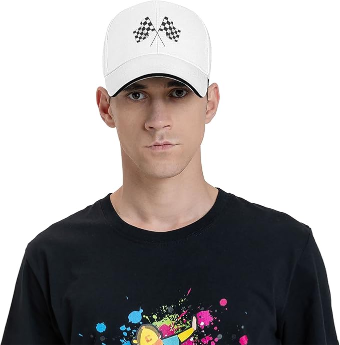 Waldeal Men's Baseball Caps Checkered Flags Race Car Flag Pole Adjustable Dad Hat