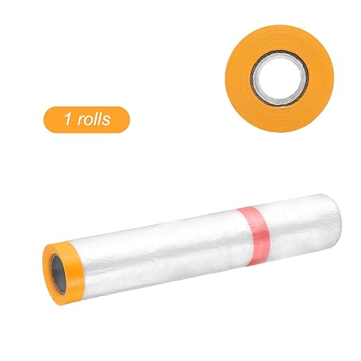 HARFINGTON Pre-Taped Masking Film 157.5" x32.8ft Double Adhesive Tape and Drape - Image 3