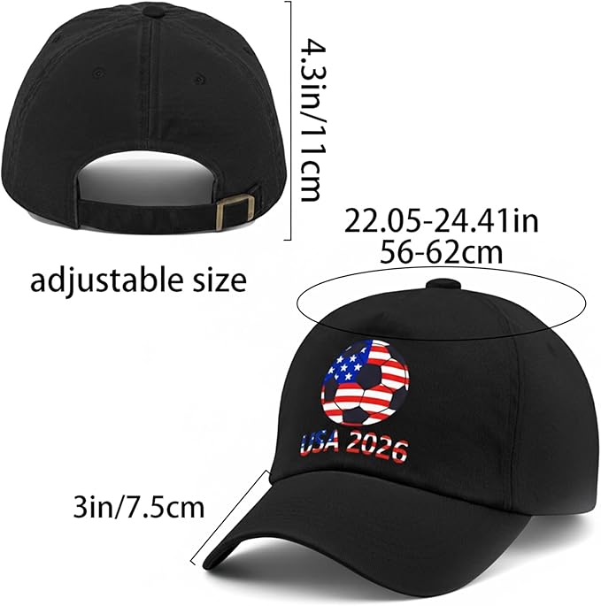 World Cup Soccer Hat 2026 - Adjustable Baseball Cap Merchandise Gifts Accessories Decorations