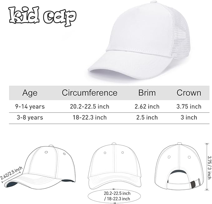 Edoneery Baseball Cap for Kids-Adjustable Washed Cotton Golf Toddler Hat for Boys & Girls