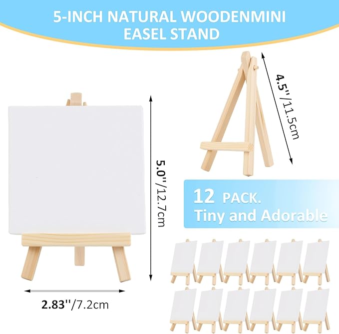 60 Pcs 5 Inch Mini Wood Display Easel, Small Wooden Easel Stand Art Craft - Image 2