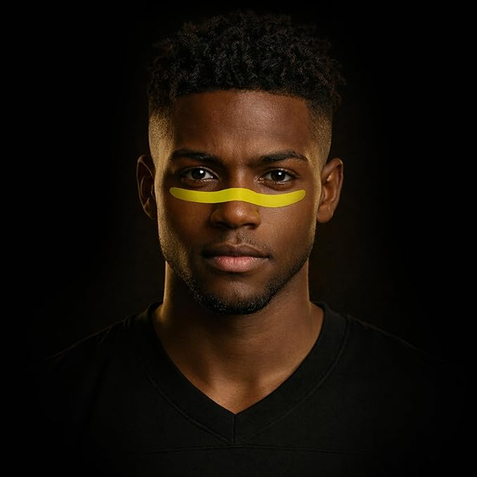 DRIP Strips Pro-Grade Eye Black Stickers, 24 Pack, Natural Flex & Stretch Eye Black Face Strips, Breathable, Sweat-Proof, Eye Black Football, Baseball, Softball, Lacrosse, Banana Yellow Grit Strip