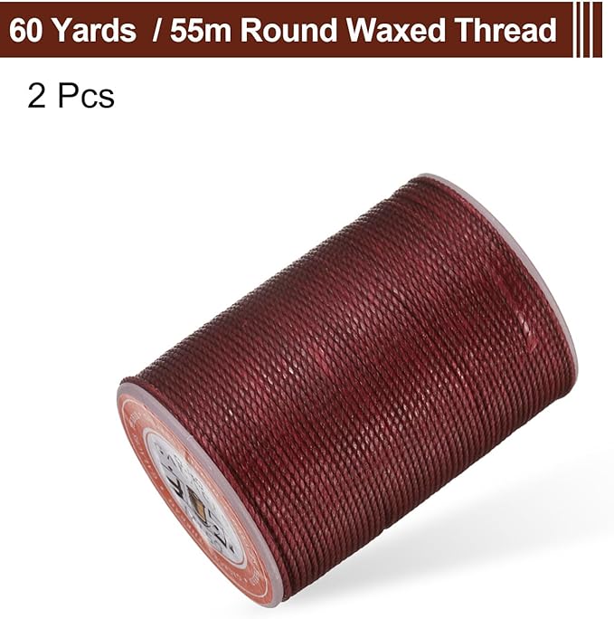 uxcell Round Leather Sewing Waxed Thread, 55m / 60 Yards Polyester Wax String - Image 3