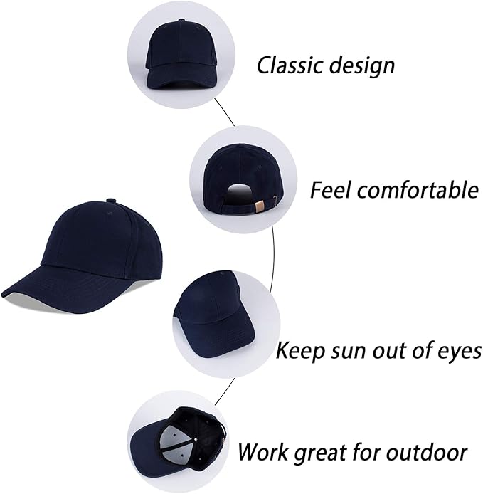 LANGZHEN Unisex Baseball Cap 100% Cotton Fits Men Women Washed Denim Adjustable Dad Hat
