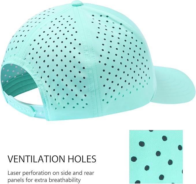 BASSDASH UPF 50+ Quick Dry Baseball Cap Water Resistant Laser Cut Mesh Snapback Hat for Men Women Fishing Hiking FH14