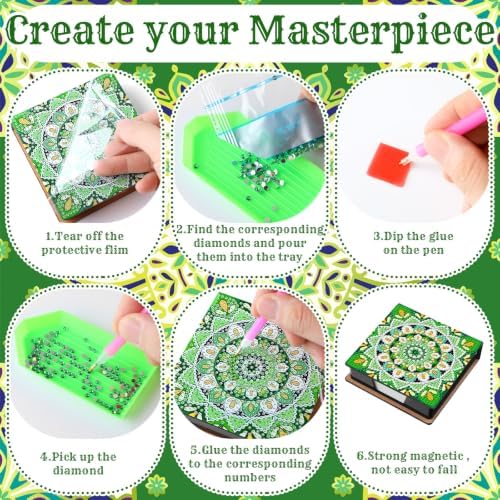 Saillong 4 Pcs Diamond Painting Note Box Kit Sticky Note Holders