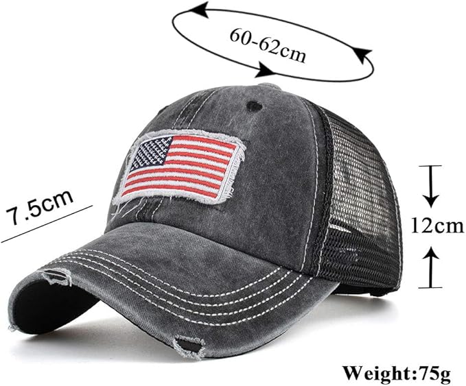Criss Cross Hat Washed Distressed Baseball Cap Ponytail Hat High Messy Bun Ponycap for Women