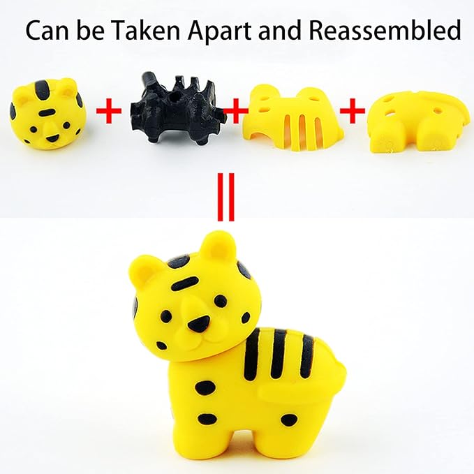 110Pcs Animal Erasers Kids Desk Pets Pencil Erasers 3D Puzzle Eraser Bulk Mini - Image 4
