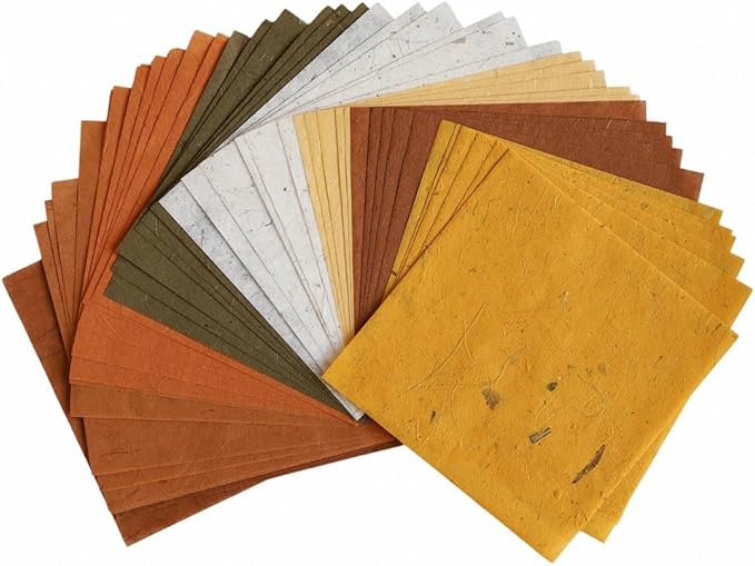 Natural Fiber Mulberry Tree, Banan Bark 6 x 6 Inches Square Origami Paper Arts by DUONGJAISBRAND