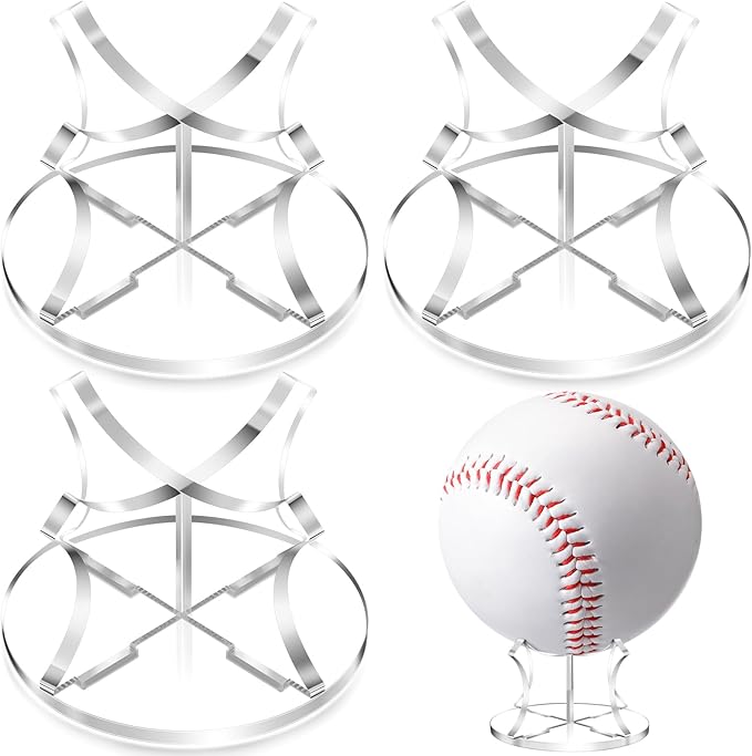 Mudder 3 Pack Baseball Display Stand, Acrylic Ball Display Holder Transparent Sports Balls Stand Holder Rack for Baseball, Golf Balls, Tennis Ball, Softball, Home Office Collection